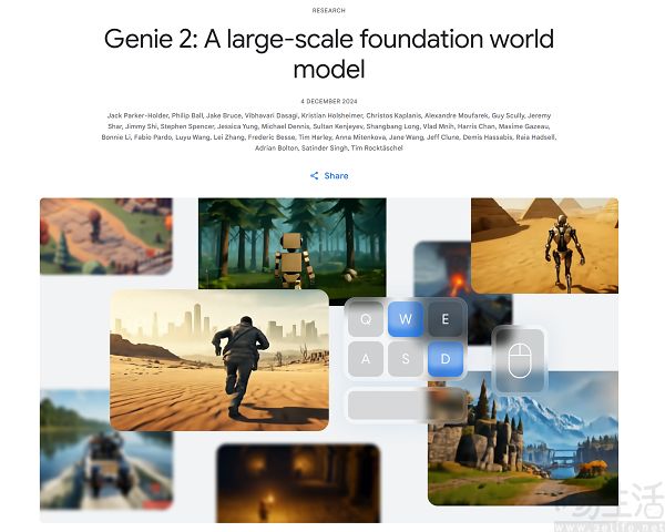 谷歌发布Genie 2模型，可生成交互式三维环境